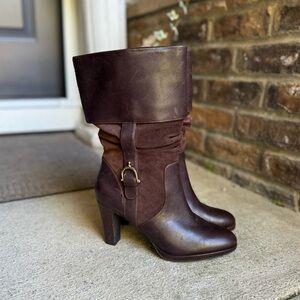 Ralph Lauren Vintage Bonne Saddle Tan Brien Leather & Suede Booties